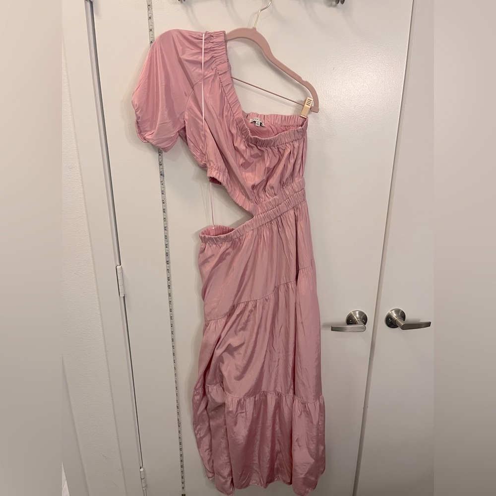 MOON RIVER Anthropologie one shoulder pink cut out tiered maxi dress - Picture 3 of 8